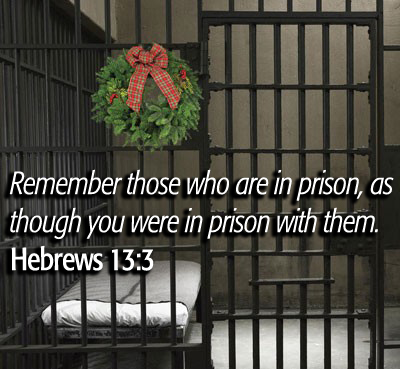 PrisonBars & Christmas Wreath - "Remember those who are in prison, as though you were in prison with them" Hebrews 13:3