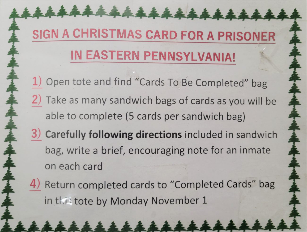Time to share Christmas greetings with inmates again | Eastern PA Conference of the UMC